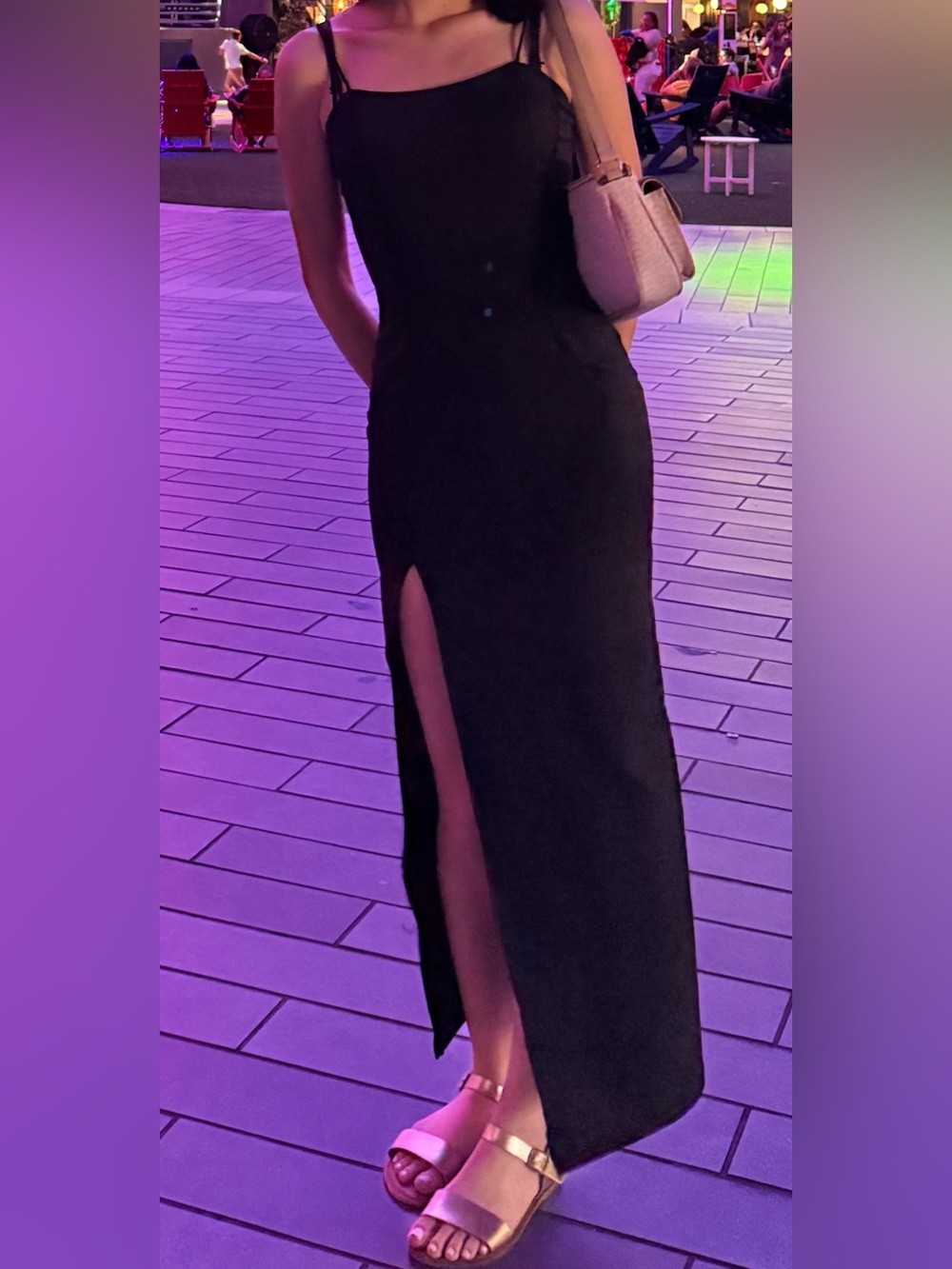 SHEIN Black Maxi Slip Dress with Side Thigh Slit